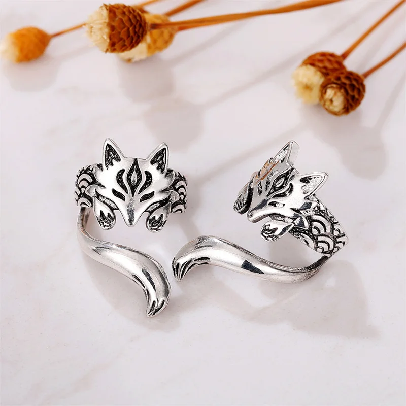 Women's Antique Silver Fox Shape Clip Earrings, Statement Jewelry