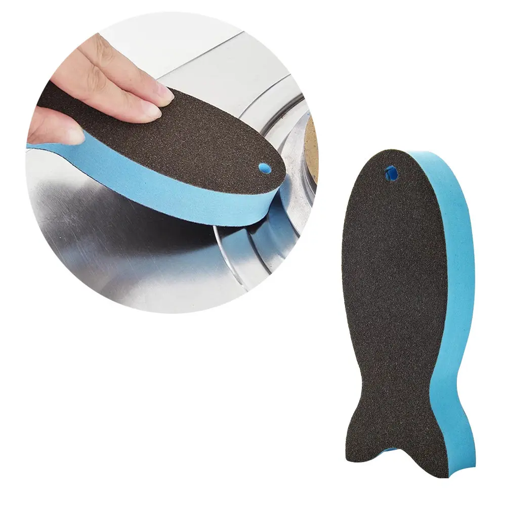 1Pcs Fish Shaped Premium Sponge Eraser with Alumina Emery Grit Strong Stain Removal Nano Cleaning Sponge for Kitchen Dishwashing