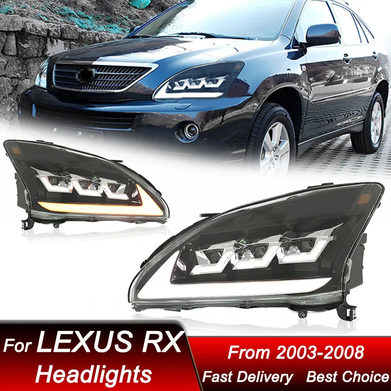 

Поп-автомобильные светодиодные фары для Lexus RX RX300 2003-2008, новый стиль, светодиодная сборка, обновление, комплект аксессуаров для линз проектора с высокой настройкой
