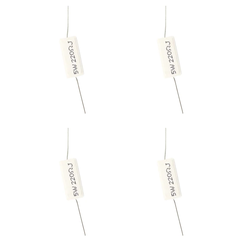 Solid 40 Pcs Axial Lead  Cement Power Resistor 220 Ohm 5W