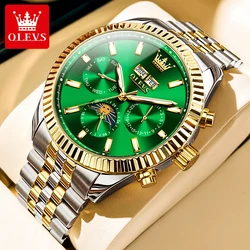 OLEVS 6688 Mens Watch Classic Three Small Dial Fashion Original Automatic Mechanical Watch For Man Calendar 24 Hour Moon Phase