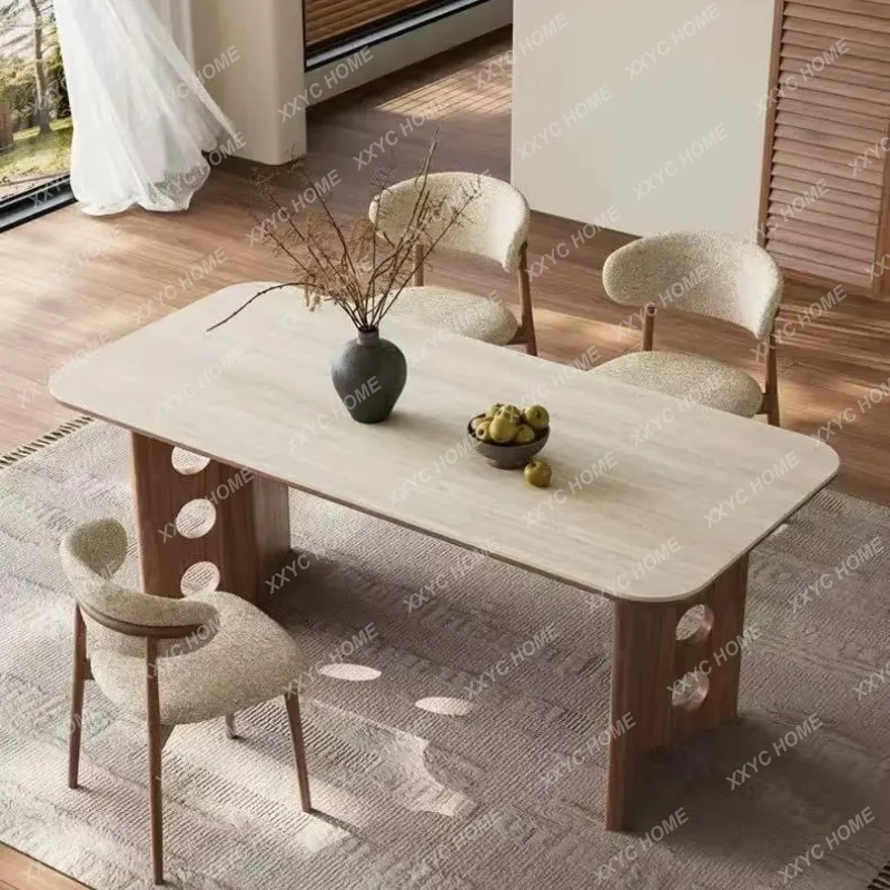 ash wood rock slab dining table  retro restaurant medieval cave stone rock slab household dining table