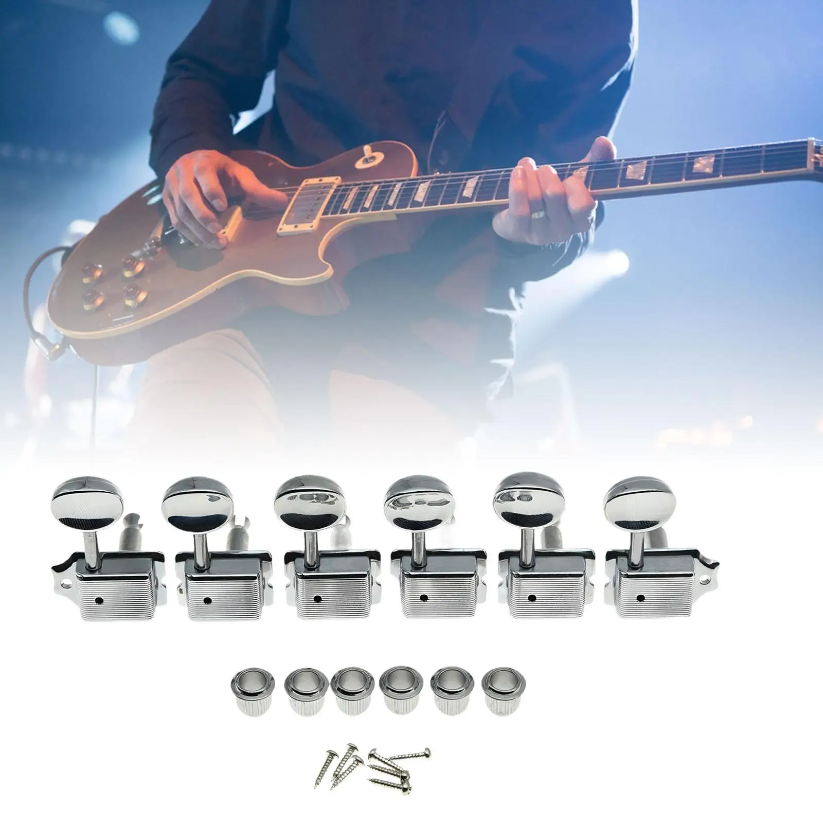 6 Pieces Split Shaft Vintage Guitar Tuning Keys Sturdy Replace Parts 15:1 6R Vintage Guitar Machine Heads Accessories alloy
