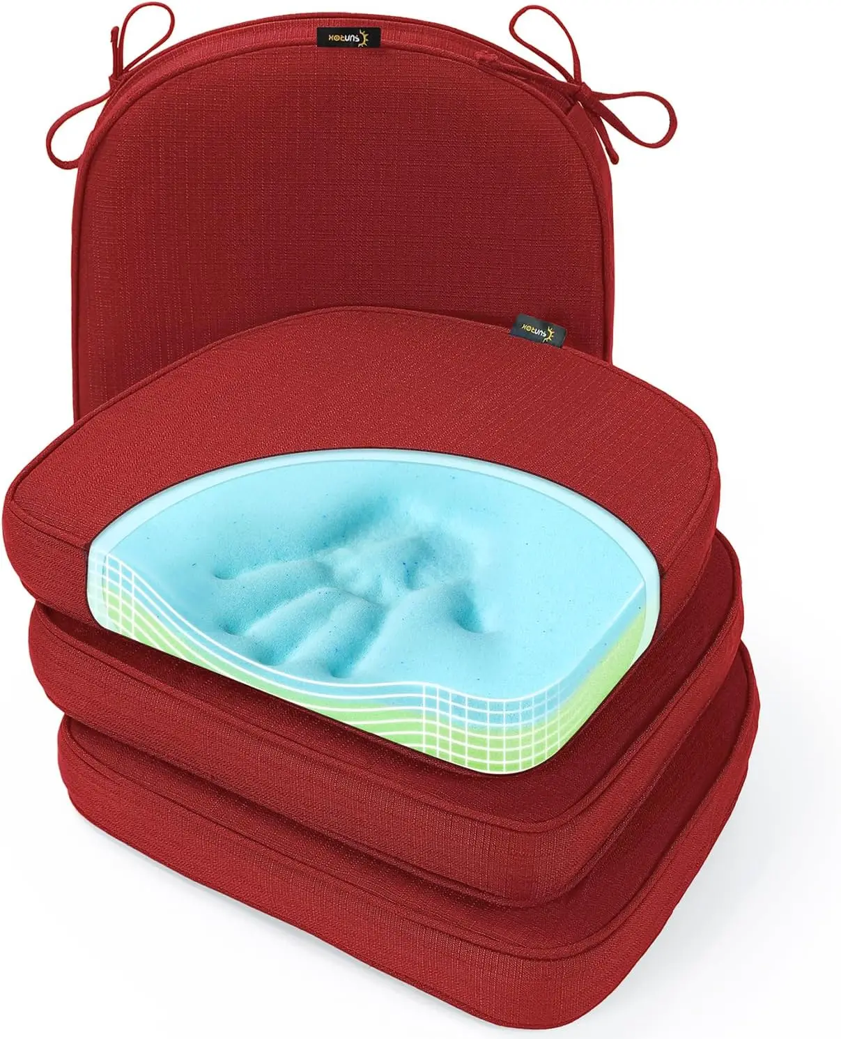 

Gel Memory foam chair cushion, stain resistant durable reversible seat cushion, 17 "x16" set of 4, wine red