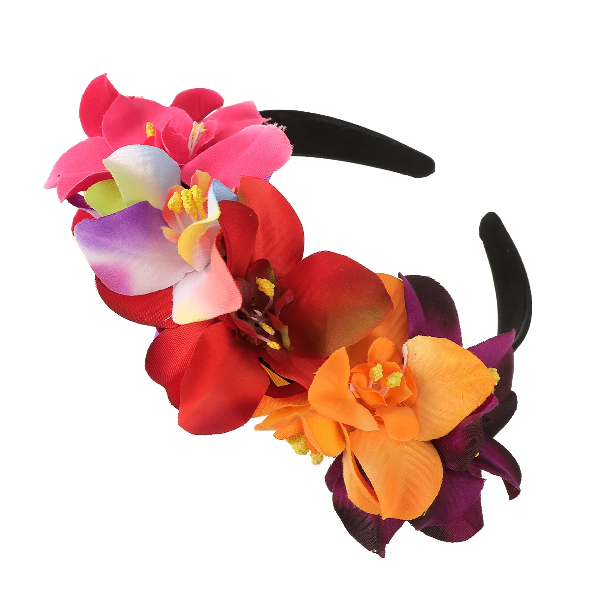 Artificial Fabric Flower Headband For Women Bridal Wedding Simulation Colorful Flower Crown Party Mexican Headdress