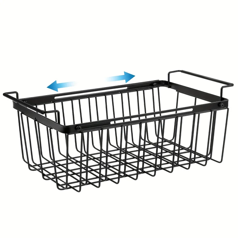 

Expandable Freezer Organizer Bin with Adjustable Hanging Handles, Heavy-Duty Wire Basket for Chest/Deep Freezers, Space-Saving