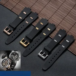 High Quality Dust Free Waterproof Men Women Sports Silicone Black Watchbands for Bvlgari Stainless Steel Buckle Watch Strap