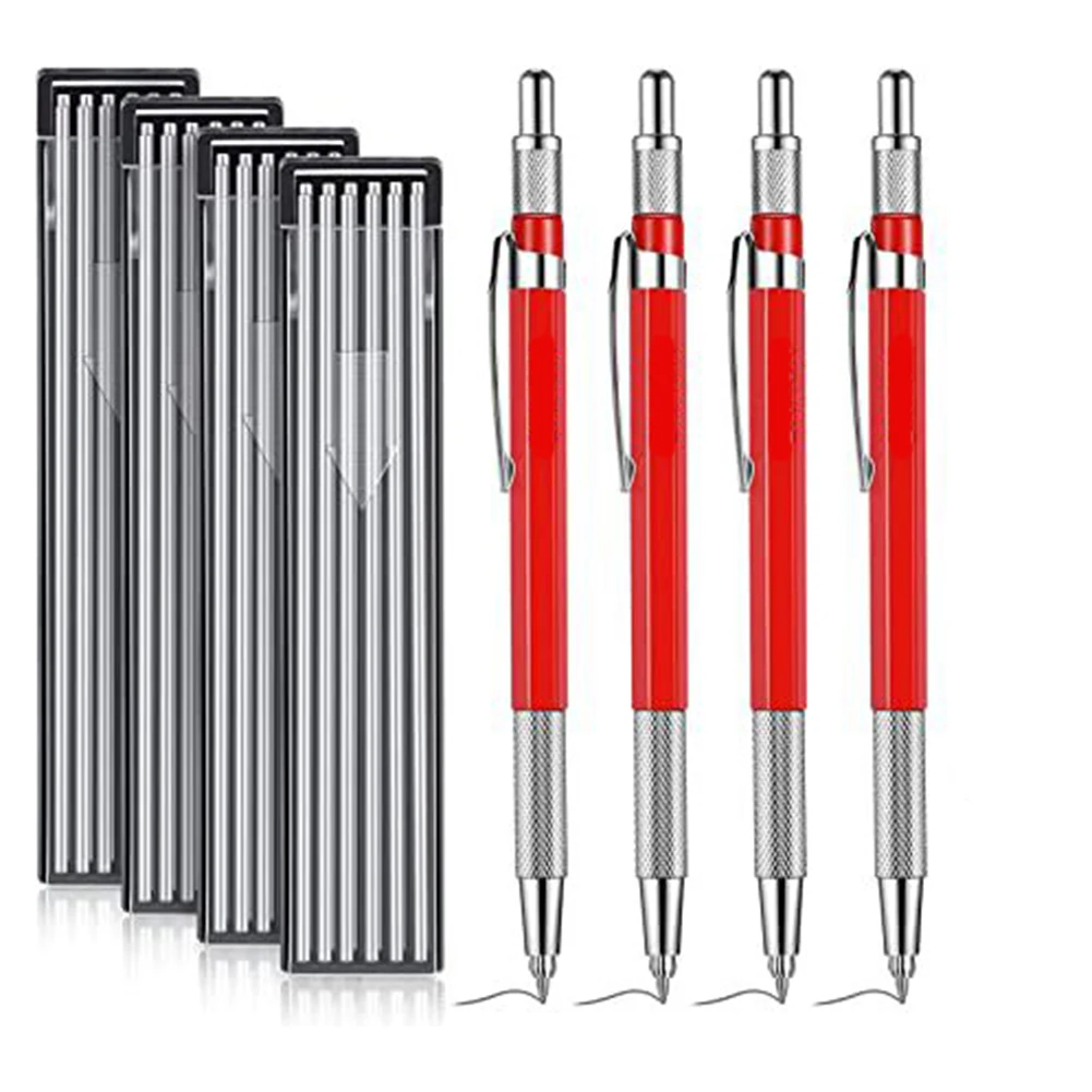1 Set Metal Marker Pen With Built-In Sharpener For Fabrication / Woodworking / Illuminating Marks / Steel Welding / Sheet Metal