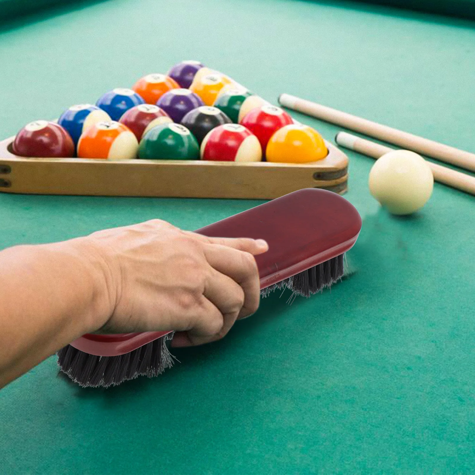 

2Pcs Cleaning Brush Billiard Table Wooden Handle Pool Table Brush Long Bristle No Scratch Felt Rail Sweeper Multipurpose Corner