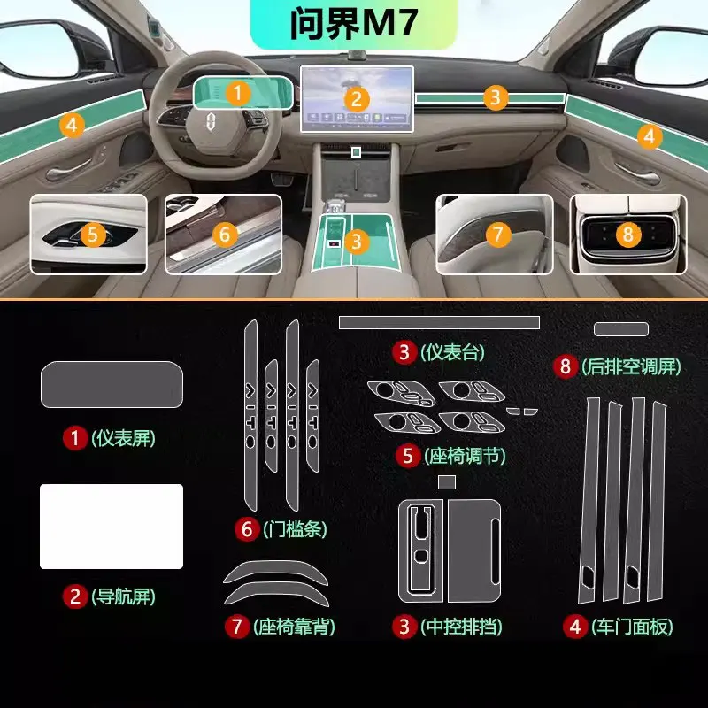 For AITO M7 2023 2024 center screen GPS navigation Automobile interior TPU protective Anti-scratch film sticker