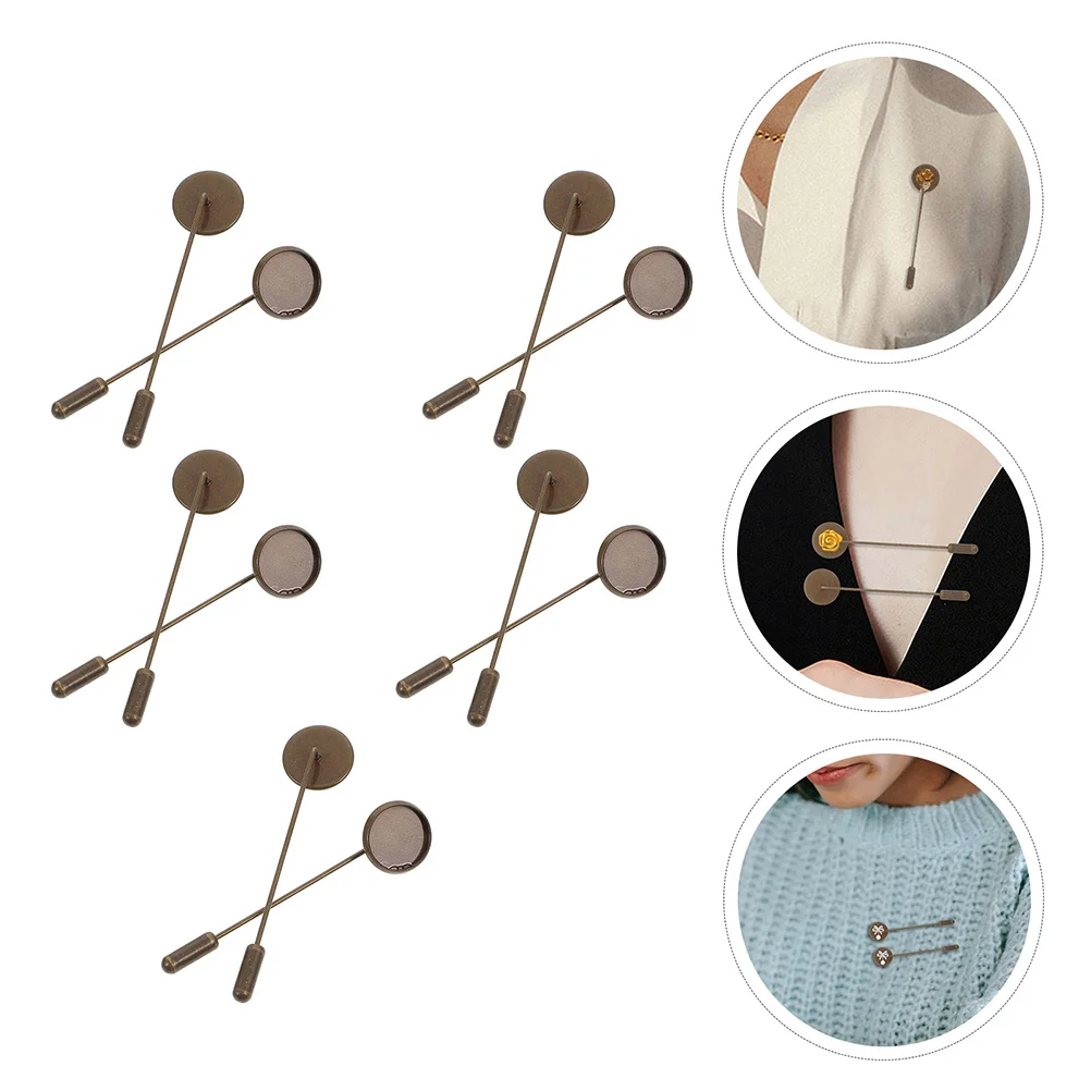 

20Pcs Label Pin Tray Metal Brooch Base Long Pin Safety Lapel Stick DIY Brooch Making Tray Jewelry Craft Accessories