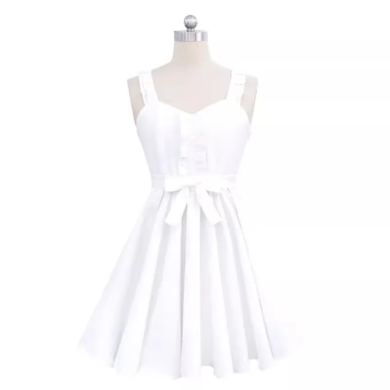 Anime Date a Live Cosplay Takamiya Mio Women Girl White Dress Bow Hair Accessories Suit Carnival Costume