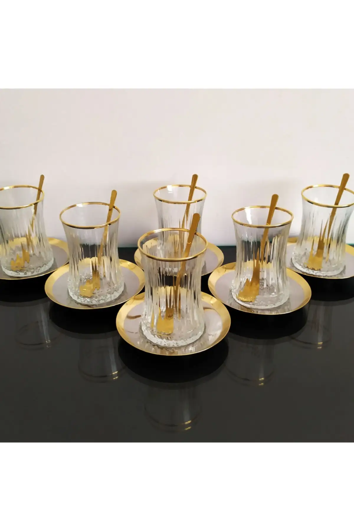 42901 Elysia Gold Tea Cup and spoon set-18 pieces Turkish Tea Cup Glass Cup Glass Cup Glass