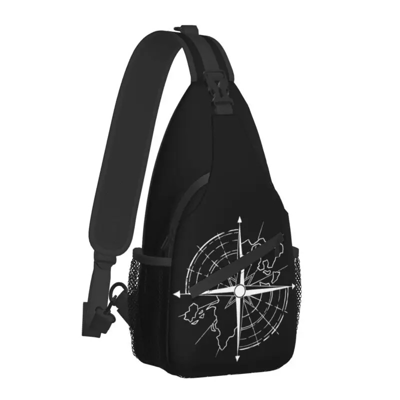 Legal explorar o mundo bússola crossbody estilingue mochila masculino ombro peito saco para caminhadas