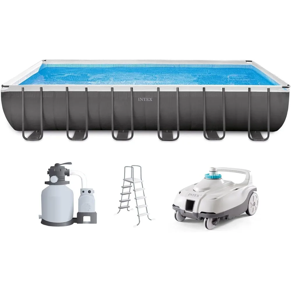 

Auto Pressure Side Pool Cleaner and 24 Foot x 12 Foot x 52 Inch Rectangular Ultra XTR Frame Swimming Pool with Pump