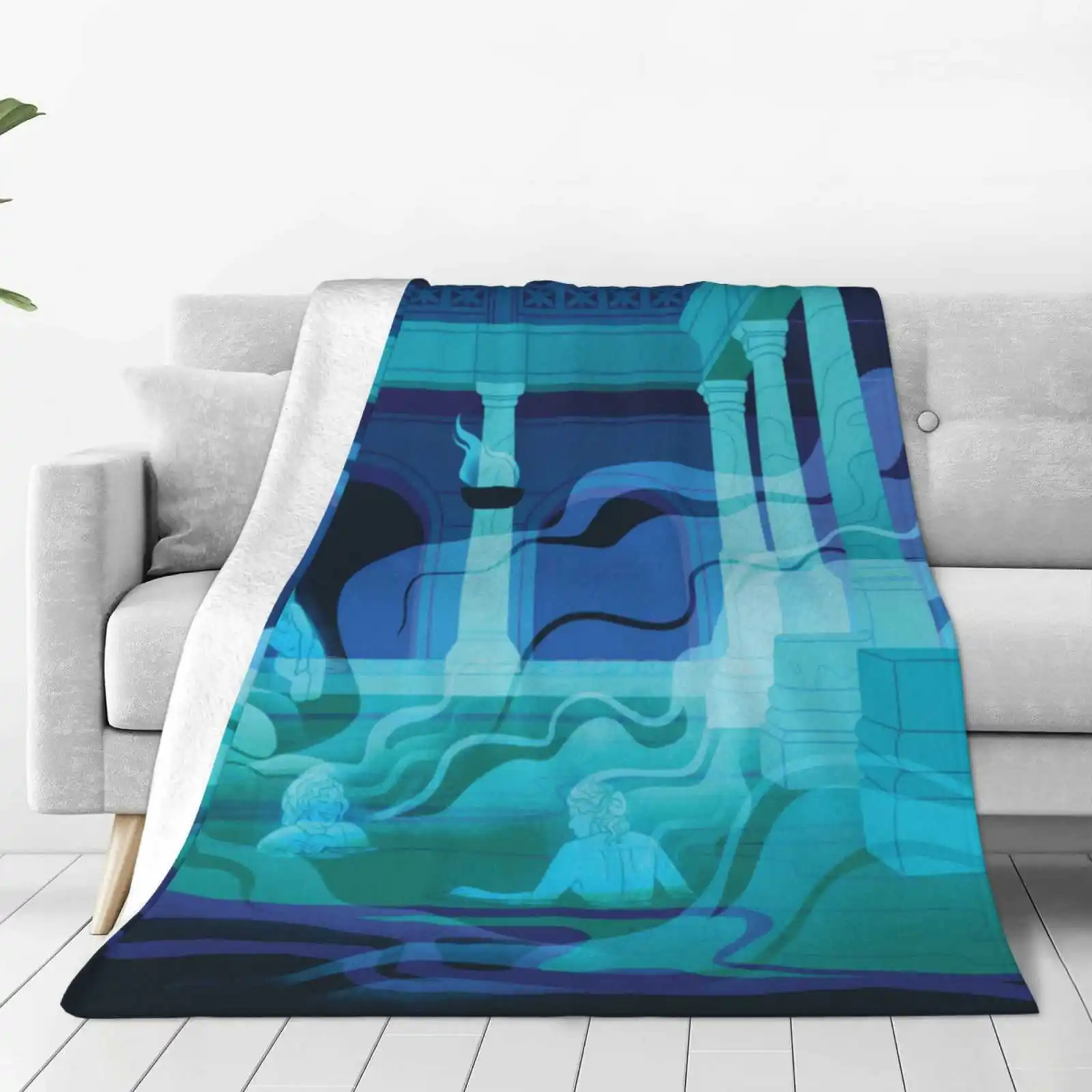 Night At The Baths-Aqua Creative Design Light Thin Soft Flannel Blanket Roman History Flaroh Roman Baths Uk Ancient History Art