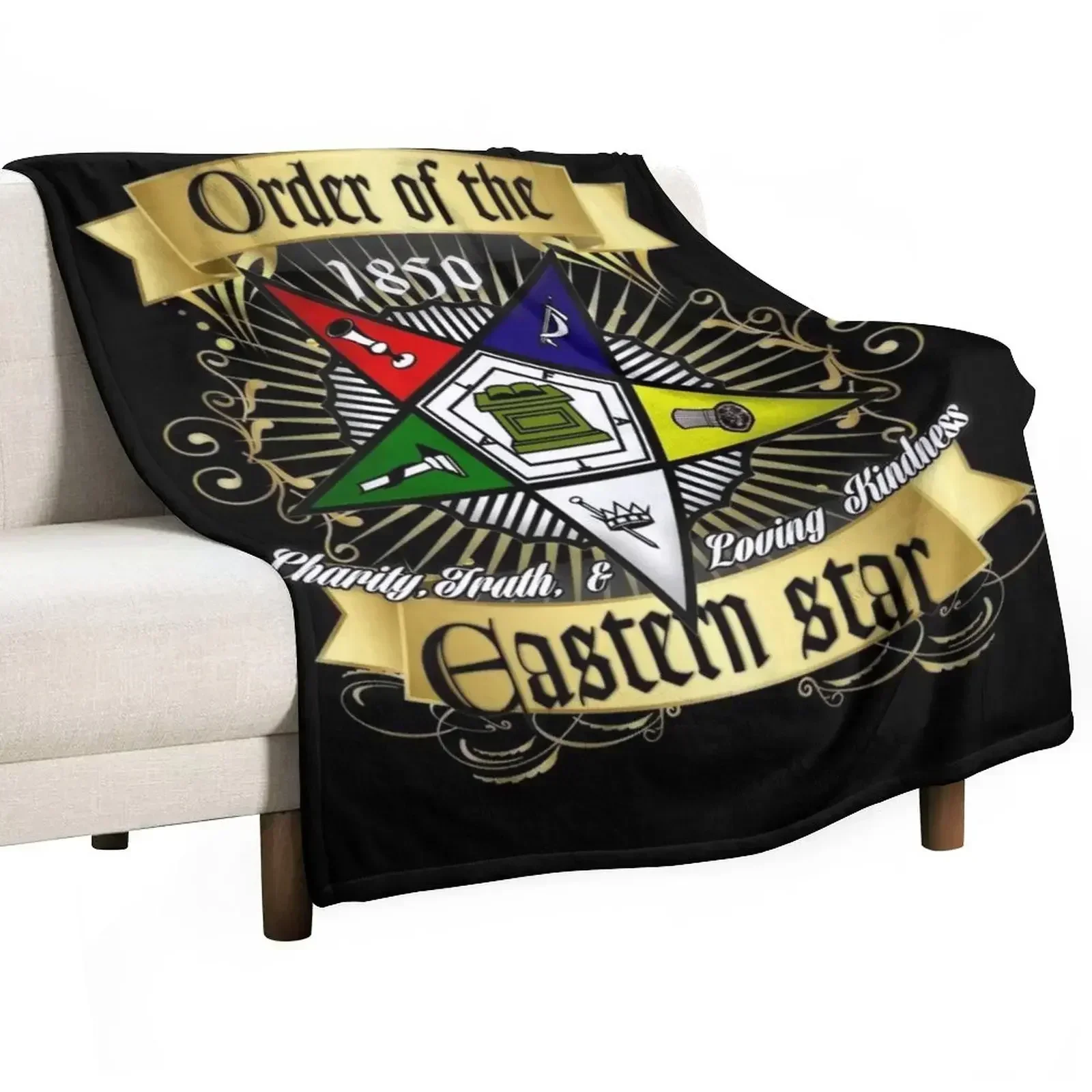 

OES Style Order Of The Eastern Star Logo Sistar Freemason Throw Blanket Summer Beddings Fashion Sofas christmas gifts Blankets