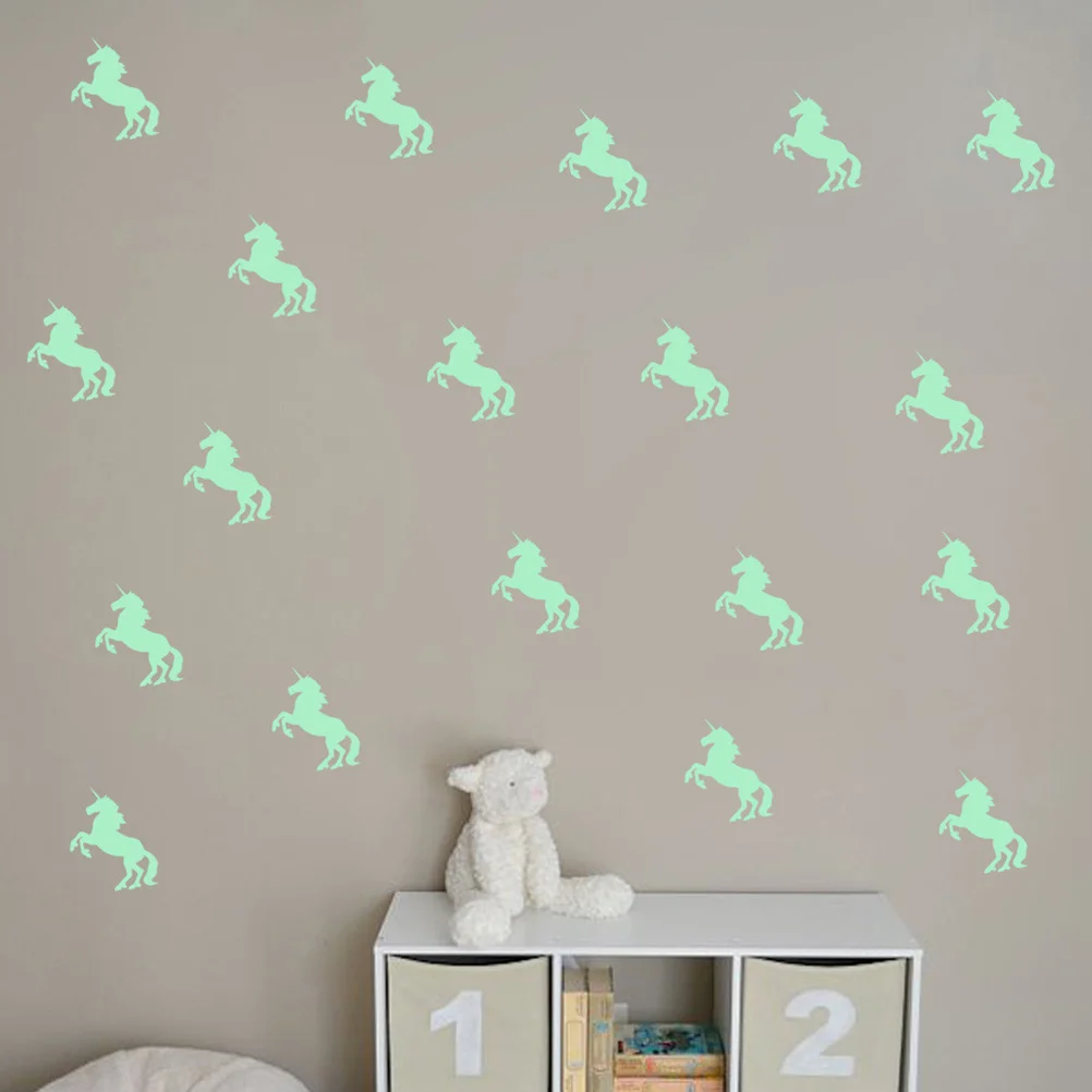 

Glow In The Dark Unicorn Wall Stickers Luminous Green Self-Adhesive Waterproof Pvc Decals For Bedroom Living Room Home