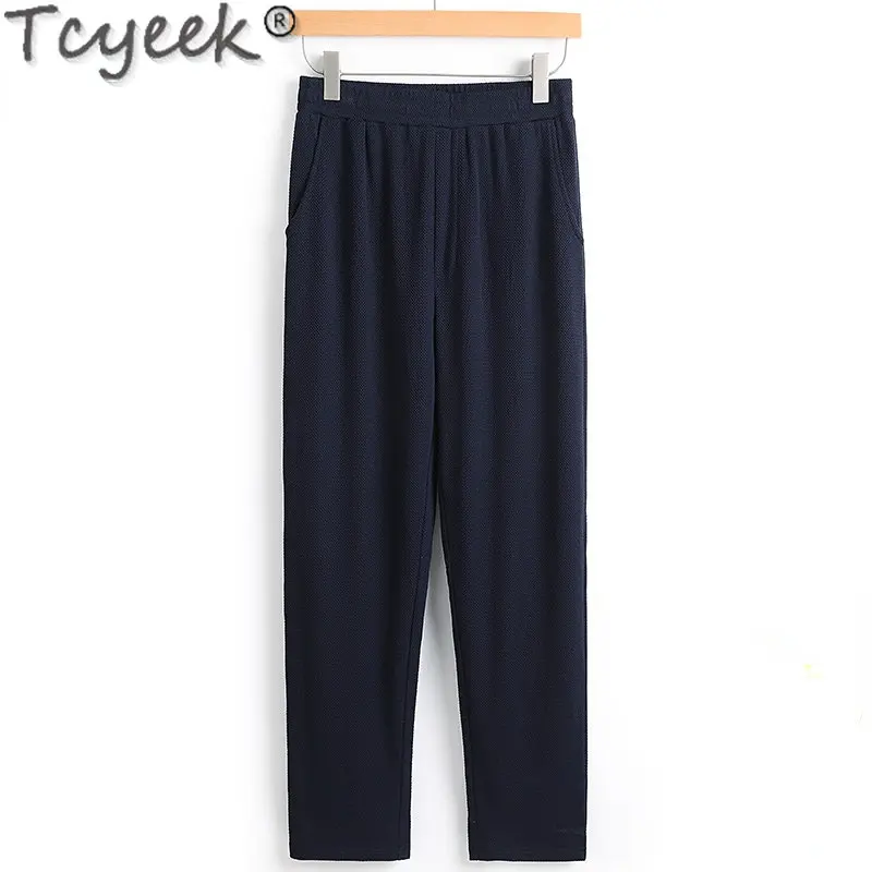 

Tcyeek Real Silk Pants for Men 100% Mulberry Silk Pants Men Clothing Casual Straight Pants Trousers Streetwear Pantalon Homme