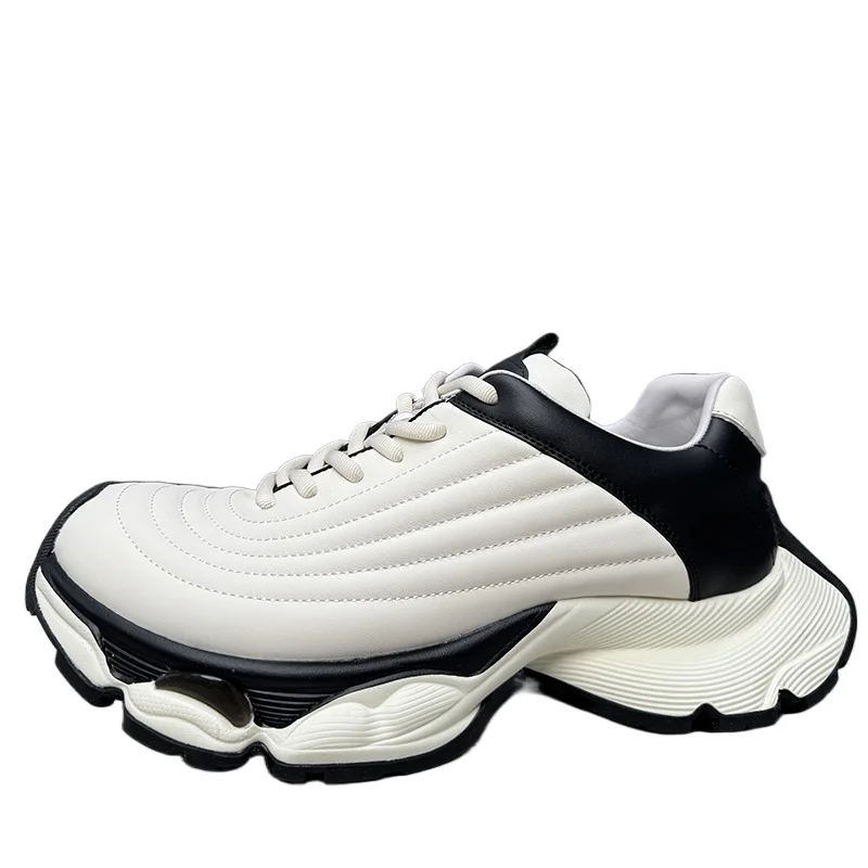 

Relaxation Irregular Design Curved Knife Daddy Shoes for Men's Genuine Leather Height Increasing Shoes Sports and Leisure Shoes