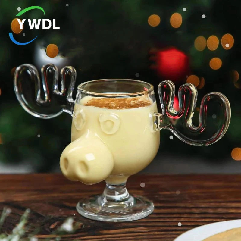 1pcs Elk Wine Glass Cocktail Juice Cup Reindeer Mug Wine Beer Water Milk Whiskey Glasses Drinkware Shot Cups Christmas Gift