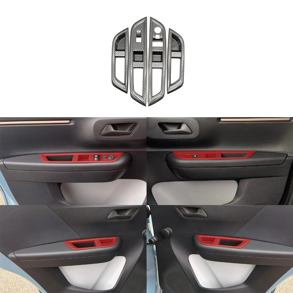 ABS Carbon Fiber Color Window Glass Lift Trim Switch Button Panel For Citroen‌ C3
