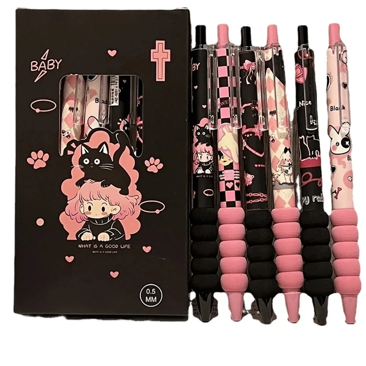 6-Piece Fashionable Cute Neutral Pen Set, Fast-Drying Soft Tip Design, Ideal for Stationery Collection & Daily Writing, Girl Sty