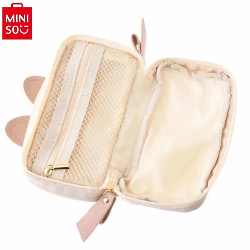 MINISO 디즈니 만화 미니 더블 레이어 스토리지 메이크업 가방, 학생 달콤하고 귀여운 체인지 허리 가방