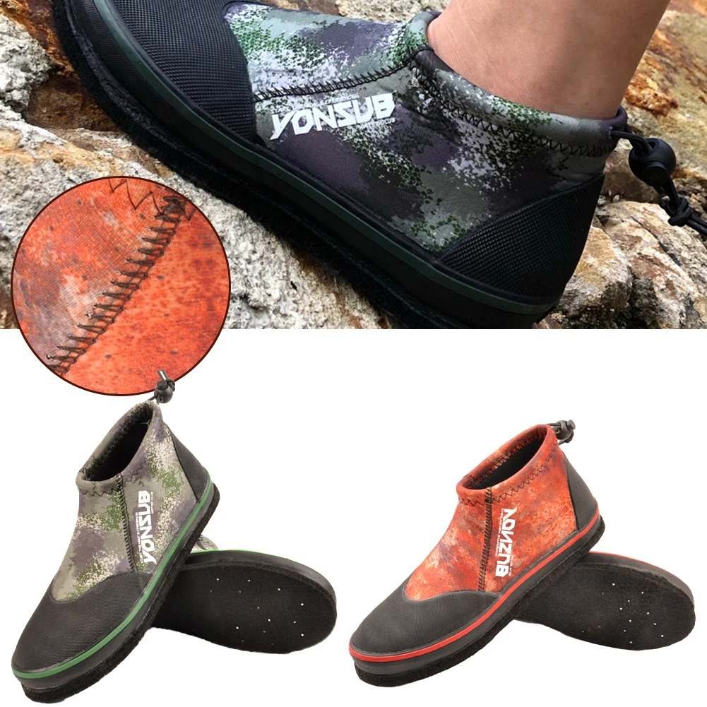 1pair 5MM Neoprene Self-lock Rock Fishing Shoes Men Women Hunting Fishing Boots Low-top Felt-soled Fishing Shoes Unisex