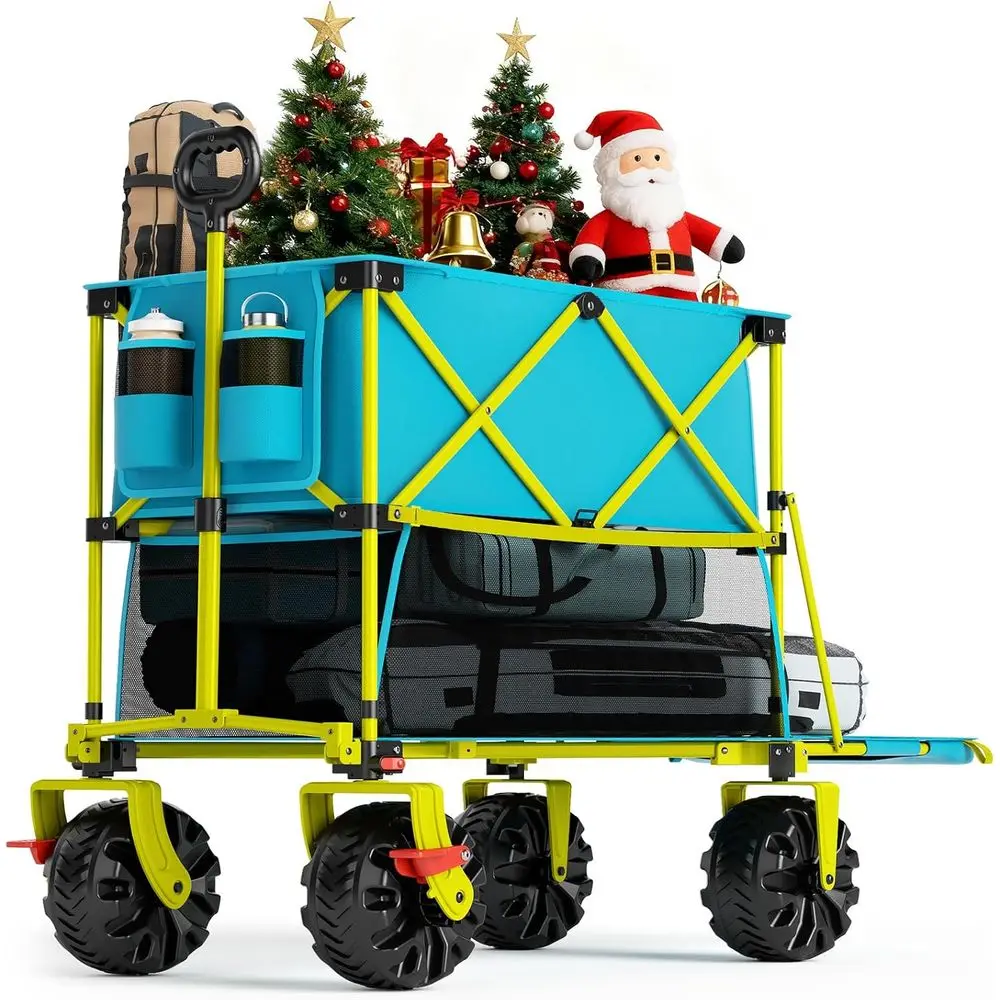

Collapsible Double Decker Beach Cart with 54 Deck, 450 lbs Capacity, All-Terrain Wheels for Sand & Camping