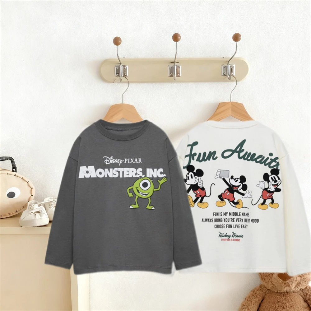ميكي ماوس تي شيرت ملابس عصرية للأطفال بعمر 2-7 سنوات تصميم جديد لطيف بلايز للأطفال بنين بنات رقيقة Crewneck قاع قميص #1
