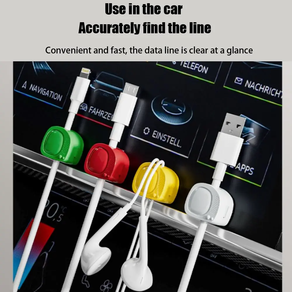 4Pcs Cute Self Adhesive Cable Organizer TV-shaped Cord Holder Desktop Wire Manager Mini Storag Clips Earphone Mouse