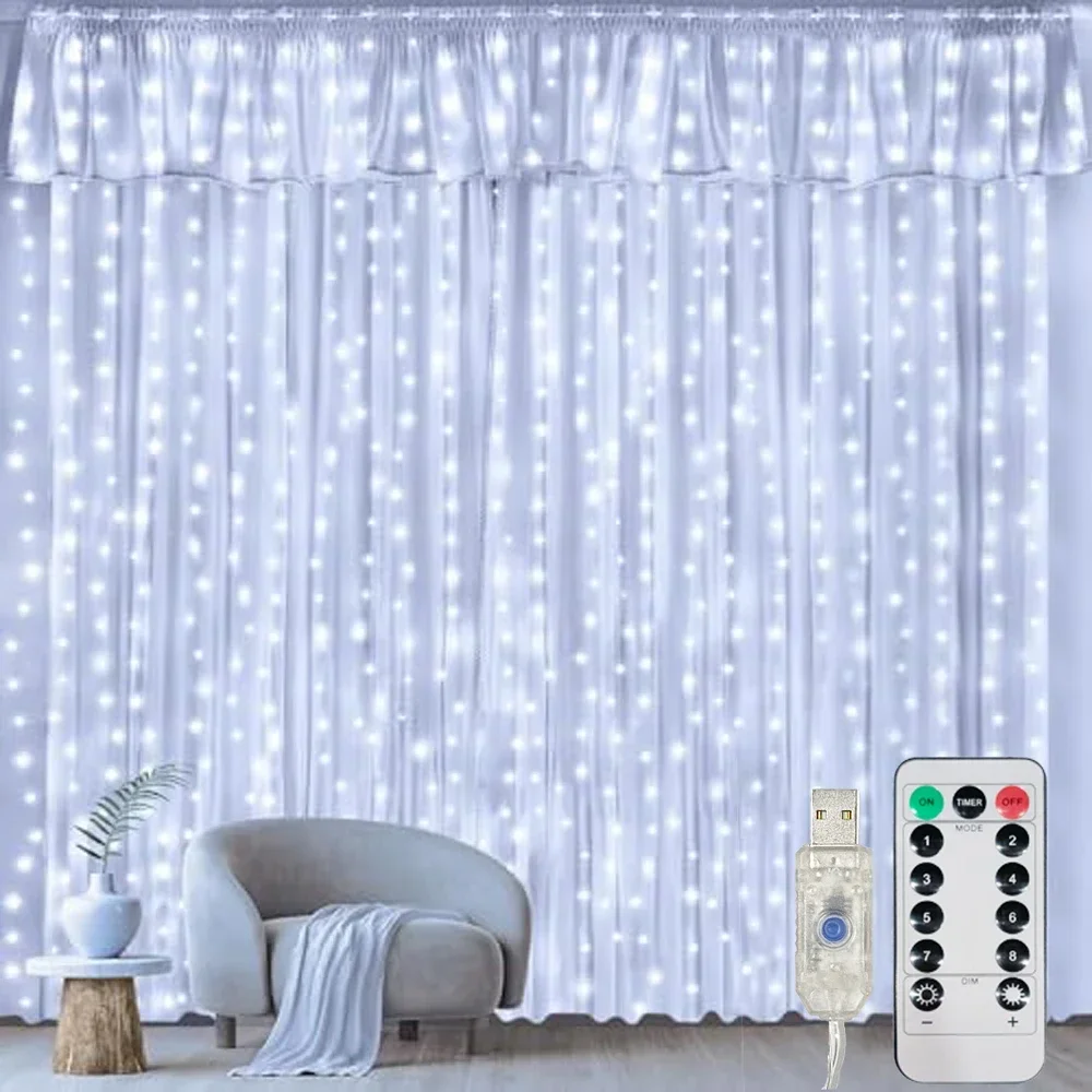3/6M USB String Lights Holiday Wedding Fairy Light Garland Lights for Bedroom Remote Control Curtain LED Christmas Decoration