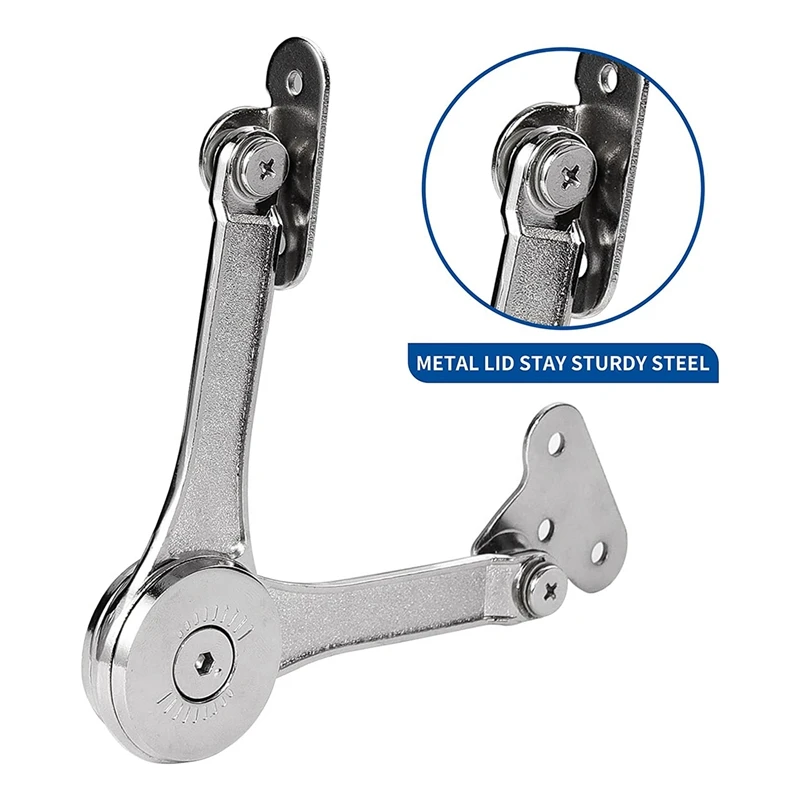 2 Pcs Heavy Duty Lid Hinges Soft Close, Support Hinges Keep Lid Open Safe For Cabinets Kitchen Maximum Support 50Lbs