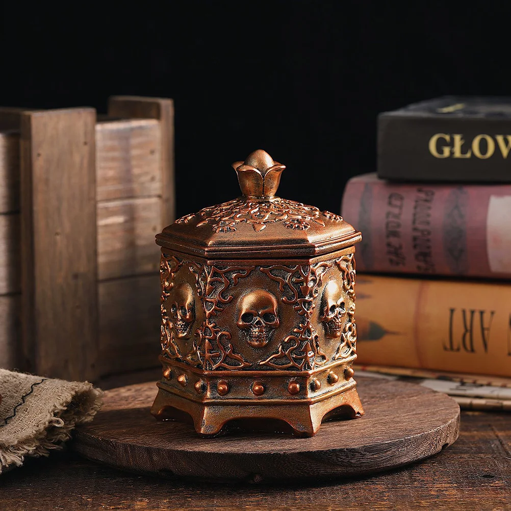 

Creative Skull Jewelry Box Gothic Halloween Table Top Decoration Durable Resin Organizer Halloween Jewelry Case