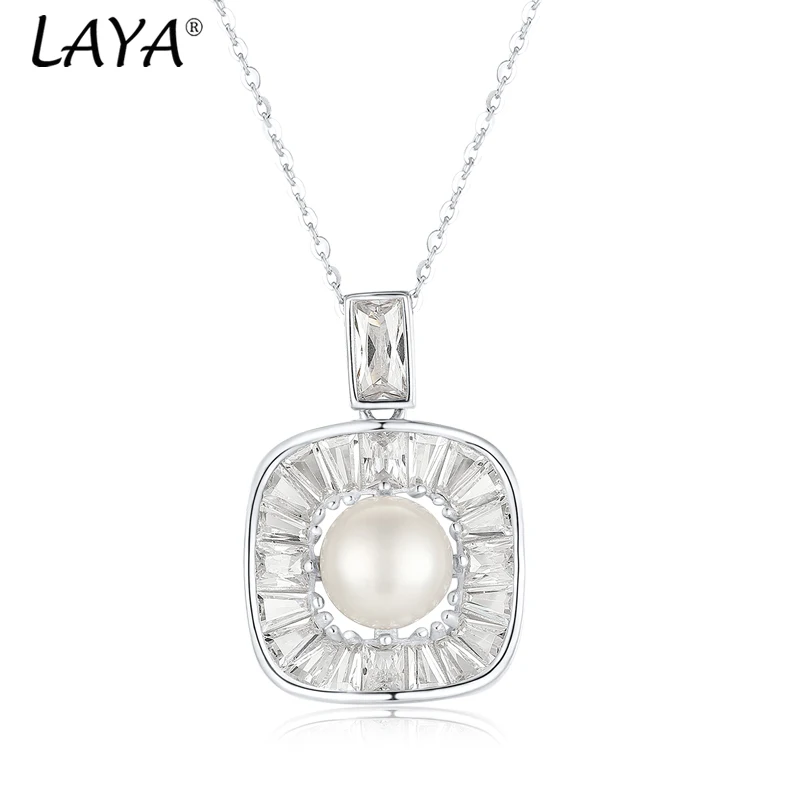 

LAYA 100%925 Sterling Silver New Elegant Jewelry Simple White Pearl Chain Choker Necklace for Women Wedding Party 2024 Jewelry