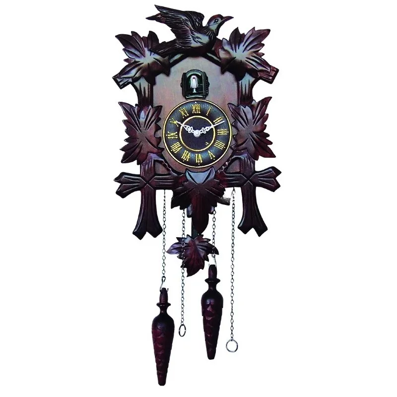 Cuckoo Clock Bird Out Wall Clock Home Decoration Hand Carved Wood Simulated Quartz Quartz Movement Living Room Single Sided