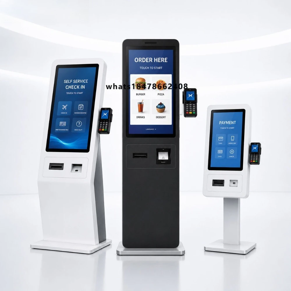 27 32 Inch Wall Mounted Touch Screen Payment Terminal Self Service Card Reader Fast Food Ordering Kiosk Machine for Restaurant