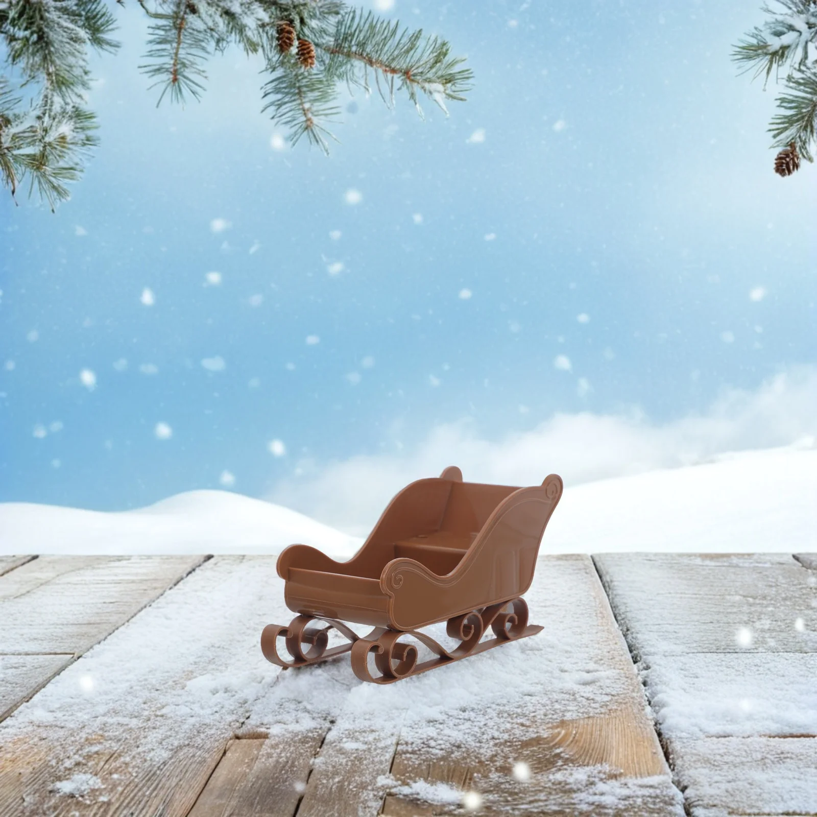 

2Pcs Christmas Sleigh Table Decor Miniature Sleigh Bowl for Holiday Mantel Desk Display Indoor Outdoor Christmas Village Setup
