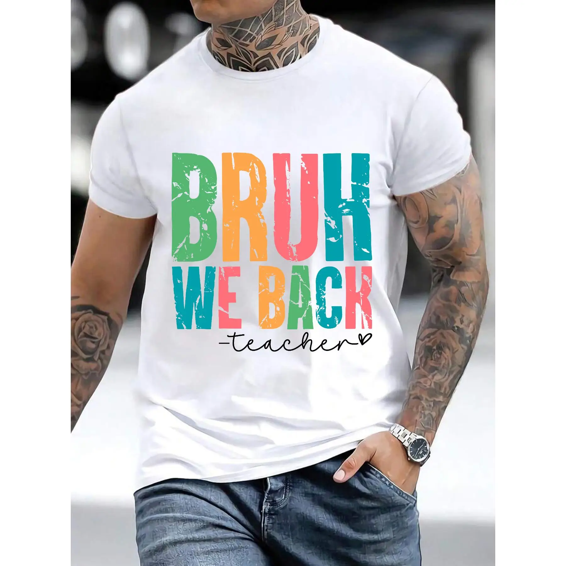 

Funny Teacher T-Shirt Men Women Bruh We Back Teacher Tee Back To School Gift Humorous Educator Top Cute Classroom Apparel
