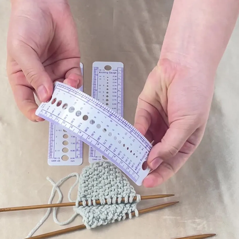 6Pcs Knitting Gauge Ruler Professional Needle Measuring Tool for Crochet Embroidery Handicrafts Portable Wear-Resistant Plastic