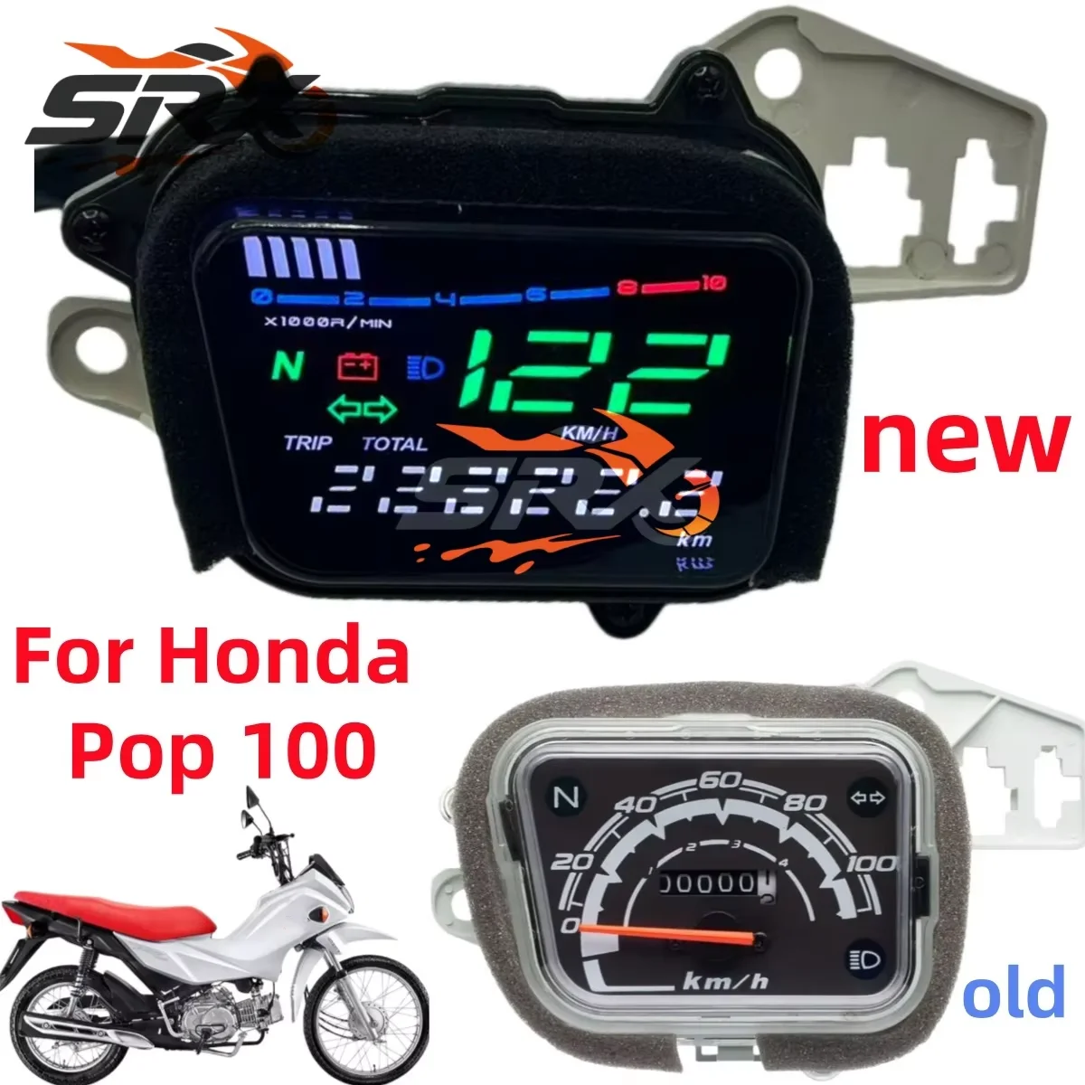 Motorcycle Tachometer Digital Odometer Speedometer Meter Gauge For Honda POP100 POP 100