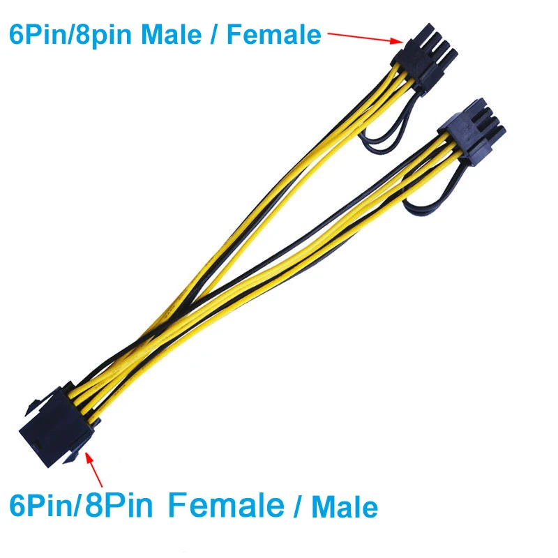 

6 Pin 8Pin to Dual PCIe 8 Pin (6+2) 6Pin Graphics Card PCI Express Power Adapter GPU VGA Splitter Extension Power Cable