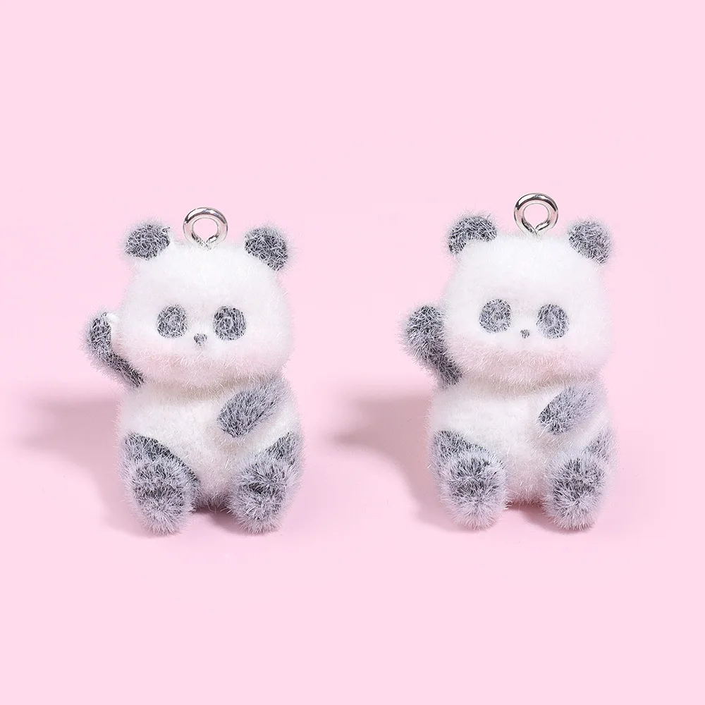 10Pcs 3D Flocking Animal Pendant Cartoon Plush Dolls Charms for Necklace Keychain Making DIY Handmade Accessories Wholesale