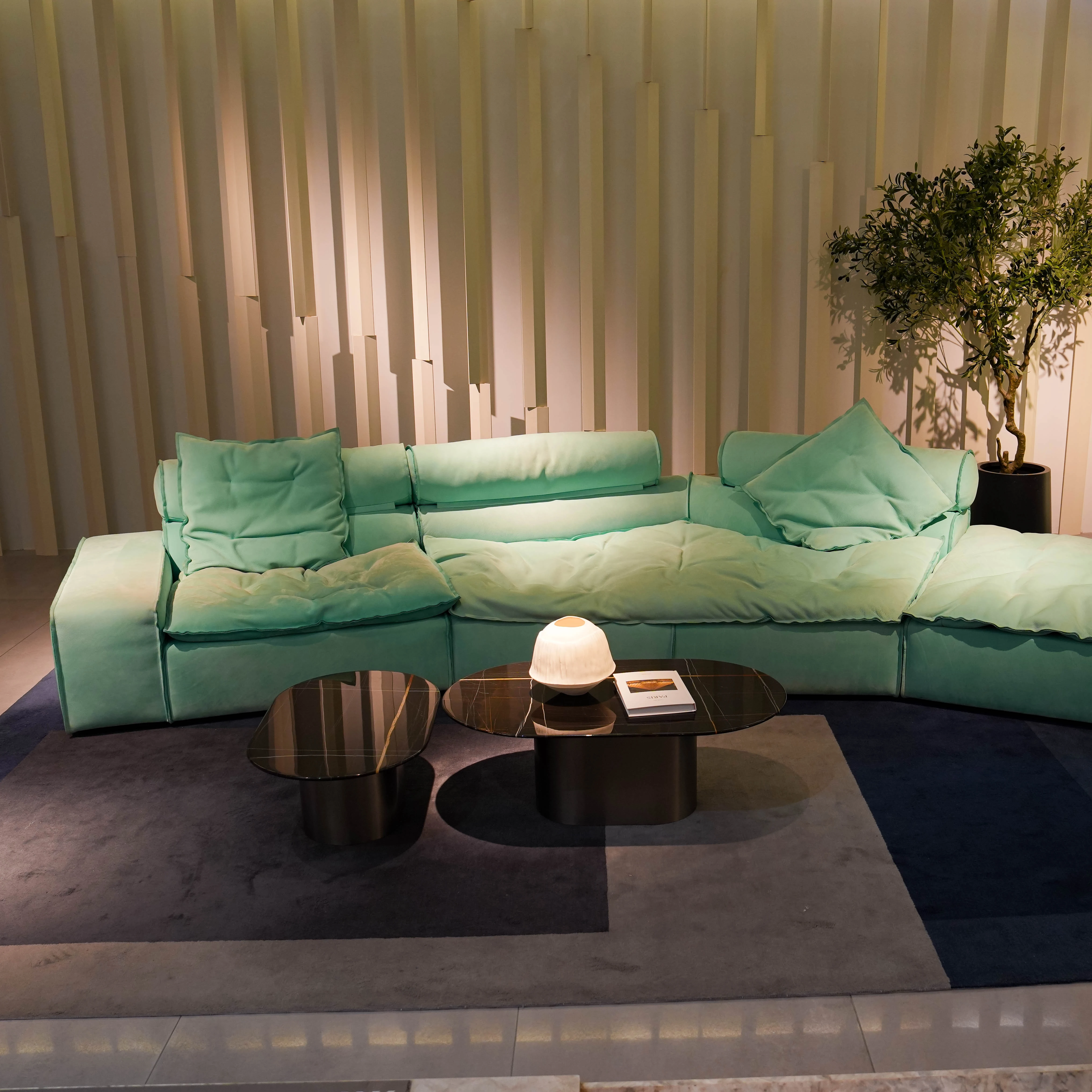 #Minimalist Corner Modular Frosted Genuine Leather Reclining Sofa Set Tufted Design Metal Legs Foam-Filled Square Comfortable