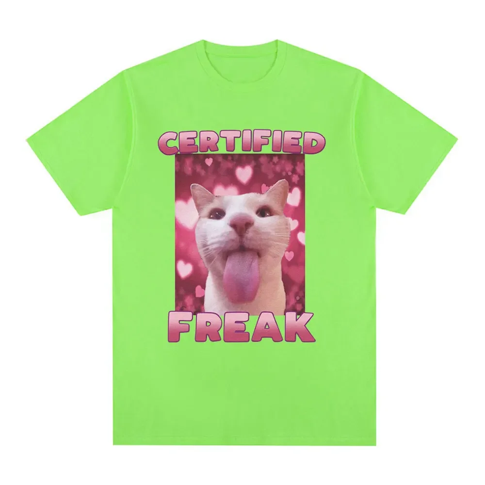 Certified Freak Funny Cat Pattern T-shirt for Women Fashion Retro Short Sleeve T-shirt Casual Large Size T-shirt