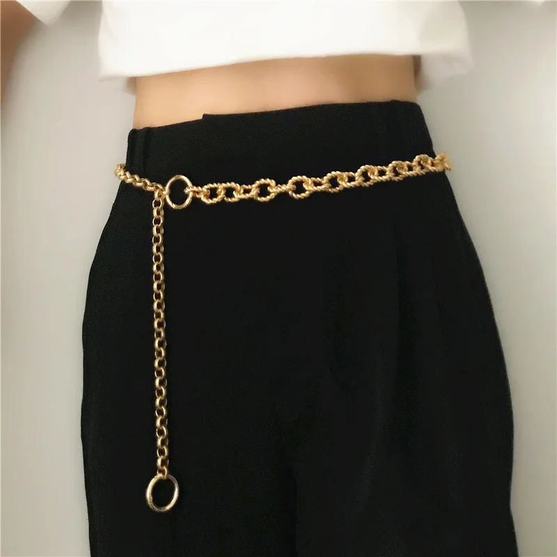 

Metal Chain Belts for Women Luxury Designer Brand Gold Corset Tassel Dresses Punk Fringe Waist Belts Female Skinny Waistband