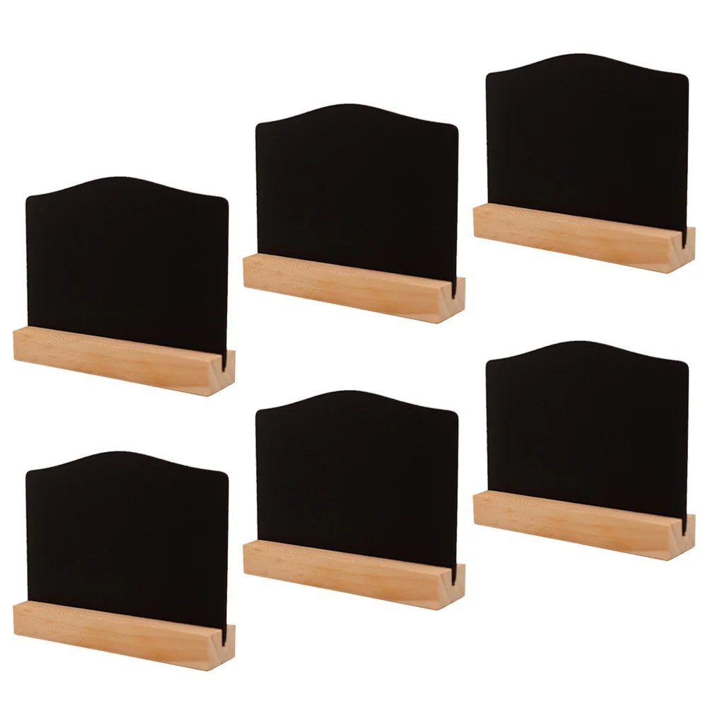 6pcs Double-sided Mini Blackboard Wooden Message Board Decorative Chalkboard for Shop Bar Coffee House (Small Size Board with Ba