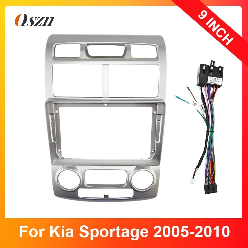 9INCH Car radio Fascias Panel For Kia Sportage 2005 2006 2007 2008 2009 2010 Screen Dash Fit Dash Trim Kit Frame（silver）
