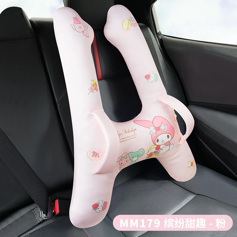 Sanrio HelloKitty Car Children's Sleeping Pillow Cute Melody Kuromi Car Back Seat Sleep Anti-strangulation Neck Pillow Universal